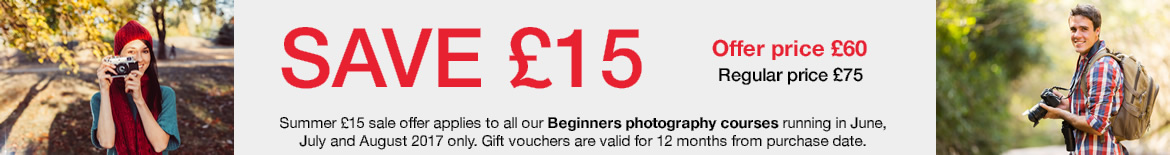 Summer 2017 Beginners photography course sale
