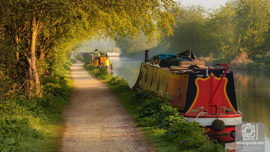 Dawn English Rural Canal Scene in Summer