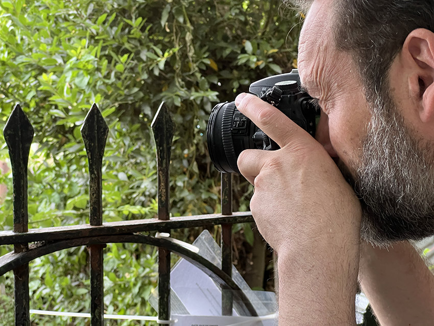 student taking pics on intensive beginners photography course
