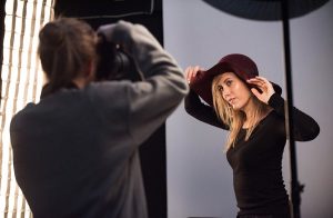 portrait photography course in London studio - practice with an actress